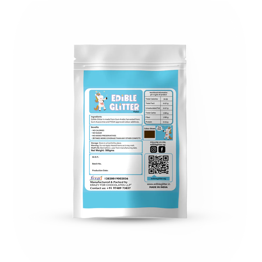 Edible Glitter Flakes - Brown (500g)