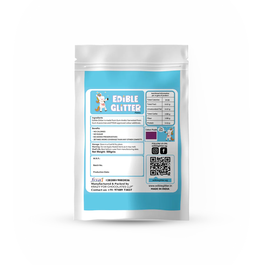 Edible Glitter Flakes - Purple (500g)